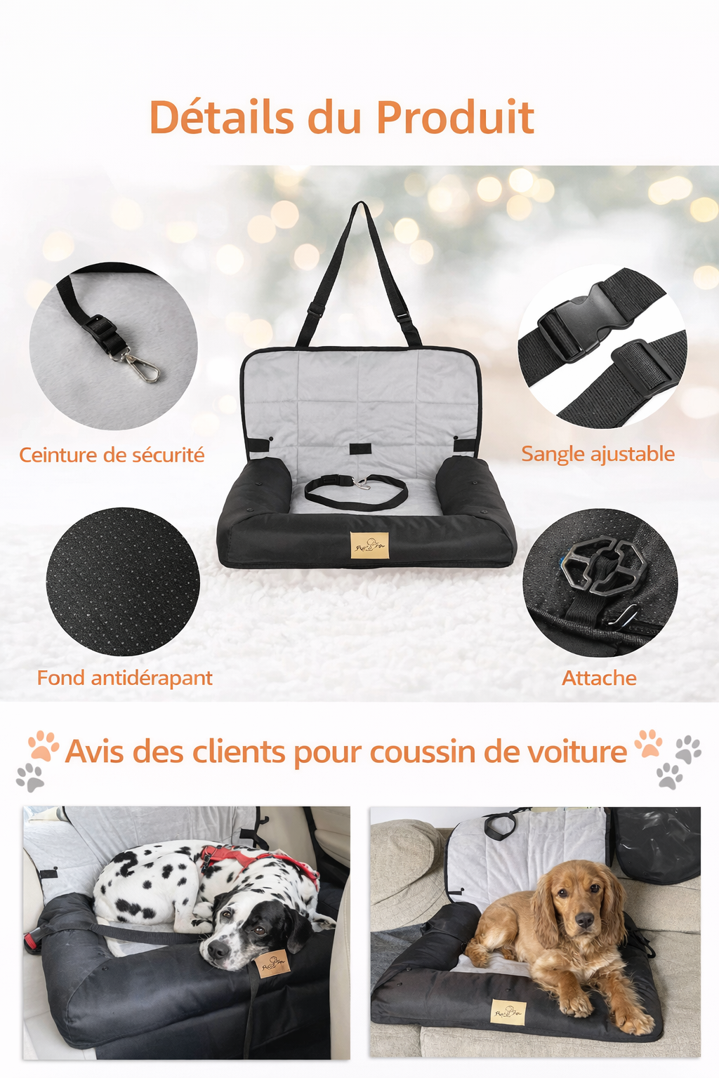 Siège de Voiture Portable pour Chien