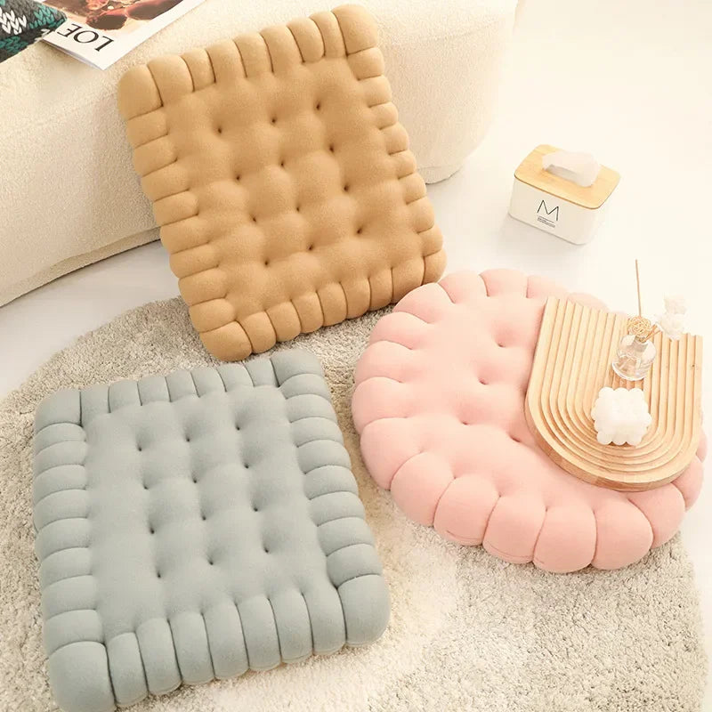 Grand Coussin en Peluche Biscuit