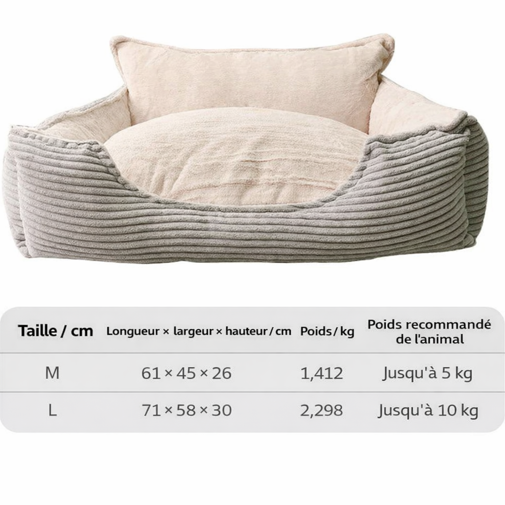 Lit pour chien en velours côtelé